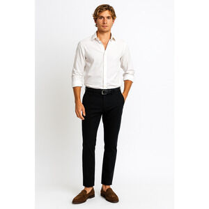 Anthony Thomas Melillo ATM Black Slim Fit Flat Front Cotton Raw Hem Pants 36x30